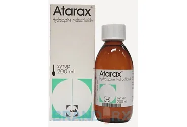Hidroksizin hcl içeren şurup: ATARAX 200 ML ŞURUP ürün ambalajı. Üretici: UCB PHARMA A.Ş.