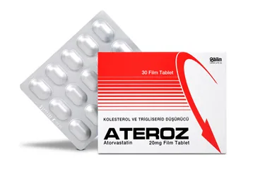 ATEROZ 20 MG 30 FİLM TABLET ambalajı. Atorvastatin içeren film kaplı tablet. Üretici: BİLİM İLAÇ SANAYİİ VE TİCARET A.Ş.