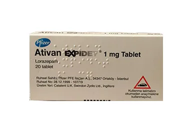 ATIVAN EXPIDET 1 MG 20 TABLET (lorazepam) ürün ambalajı, tablet. Üretici: PFİZER PFE İLAÇLARI ANONİM ŞİRKETİ.