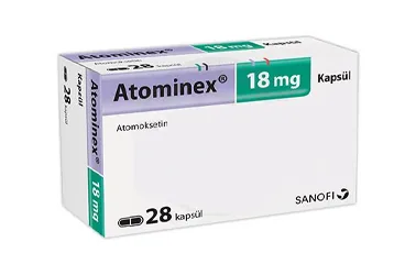ATOMINEX 18 MG 28 KAPSUL kutu fotoğrafı, kapsül formunda atomoksetin hcl içerir. Üretici: SANOFİ İLAÇ SANAYİ ve TİC. A.Ş.