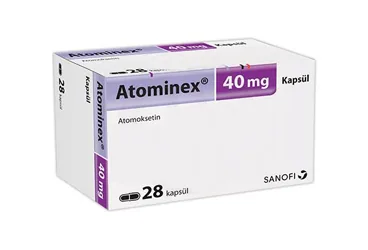 Atomoksetin hcl içeren kapsül: ATOMINEX 40 MG 28 KAPSUL ürün ambalajı. Üretici: SANOFİ İLAÇ SANAYİ ve TİC. A.Ş.