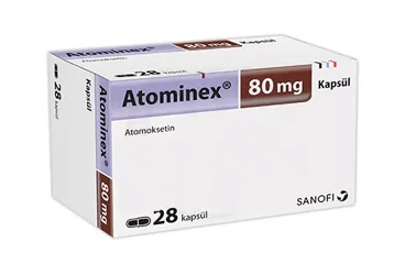 Atomoksetin hcl içeren kapsül: ATOMINEX 80 MG 28 KAPSUL ürün ambalajı. Üretici: SANOFİ İLAÇ SANAYİ ve TİC. A.Ş.