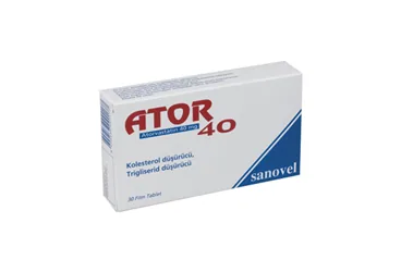 ATOR 40 MG 30 FİLM TABLET (atorvastatin) kutu fotoğrafı, film kaplı tablet. Üretici: SANOVEL İLAÇ SANAYİ VE TİCARET ANONİM ŞİRKETİ.