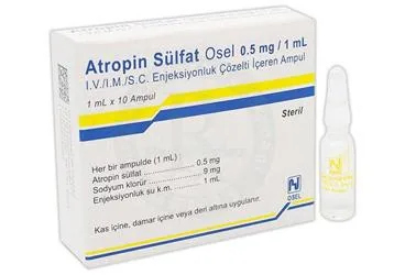 ATROPIN BIOSEL 0,5 MG 10 AMPUL ürün ambalajı, ampul formunda atropin içerir. Üretici: OSEL İLAÇ SANAYİ VE TİCARET ANONİM ŞİRKETİ.
