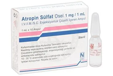 ATROPIN BIOSEL 1 MG 10 AMPUL ambalajı, ampul formunda atropin içerir. Üretici: OSEL İLAÇ SANAYİ VE TİCARET ANONİM ŞİRKETİ.
