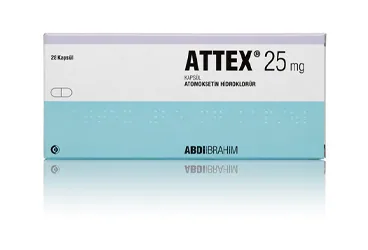ATTEX 25 MG 28 KAPSUL (atomoksetin hcl) kutu fotoğrafı, kapsül. Üretici: ABDİ İBRAHİM İLAÇ SANAYİ VE TİCARET A.Ş.