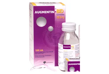 Amoksisilin + klavulanik asit içeren oral süspansiyon: AUGMENTIN BID 200/28 ORAL SUSPANSIYON HAZ. ICIN KURU TOZ 100 ML ambalajı. Üretici: GLAXOSMİTHKLİNE İLAÇLARI SAN. VE TİC. A.Ş.