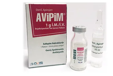 AVIPIM 1 GR IM/IV ENJEKTABL TOZ ICEREN 1 FLAKON kutu fotoğrafı. Sefepim hidroklorür içeren flakon. Üretici: AVİS İLAÇ SANAYİİ VE TİCARET ANONİM ŞİRKETİ.