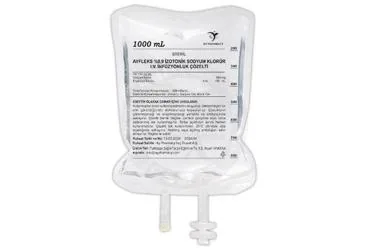 AYFLEKS %0,9 IZOTONIK SODYUM KLORUR I.V. INFUZYONLUK COZELTI 1000 ML,SETSIZ ambalajı. Sodyum klorur içeren çözelti. Üretici: AY PHARMACY İLAÇ TİCARET ANONİM ŞİRKETİ.