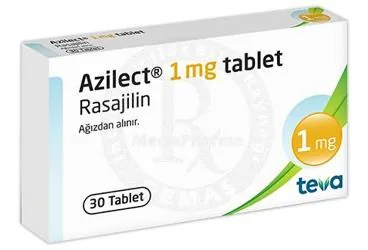 AZILECT 1 MG 30 TABLET kutu fotoğrafı, tablet formunda rasajilin içerir. Üretici: TEVA PHARMA İLAÇ SANAYİ VE TİCARET ANONİM ŞİRKETİ.