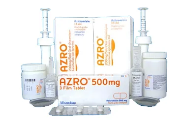 AZRO 200 MG/5 ML ORAL SUSPANSIYON HAZIRLAMAK ICIN KURU TOZ (15 ML) kutu fotoğrafı, oral süspansiyon formunda azitromisin içerir. Üretici: SANOFİ SAĞLIK ÜRÜNLERİ LTD. ŞTİ.