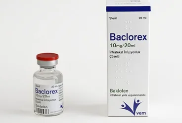 BACLOREX 10 MG/20 ML INTRATEKAL INFUZYONLUK COZELTI (1 FLAKON) ürün ambalajı. Baklofen içeren çözelti. Üretici: VEM İLAÇ SAN. VE TİC. ANONİM ŞİRKETİ.