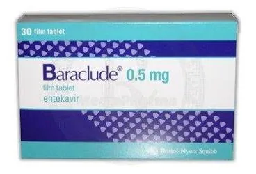 BARACLUDE 0,5 MG 30 FİLM TABLET kutu fotoğrafı. Entekavir içeren film kaplı tablet. Üretici: BRISTOL-MYERS SQUIBB İLAÇLARI INC. İSTANBUL ŞUBESİ.