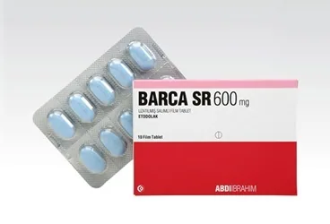 BARCA SR 600 MG 10 FILM TABLET (etodolak) ürün ambalajı, film kaplı tablet. Üretici: ABDİ İBRAHİM İLAÇ SANAYİ VE TİCARET A.Ş.