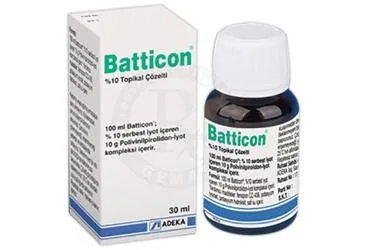 BATTICON %10 TOPIKAL COZELTI (30 ML) (povidon iyot) ambalajı, çözelti. Üretici: ADEKA İLAÇ SANAYİ VE TİCARET A.Ş.
