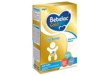 Protein+karbonhidrat+yag+vit+mineral içeren BEBELAC GOLD THICKENER (135 G) ambalajı. Üretici: NUMIL GIDA ÜRÜNLERİ SANAYİ VE TİCARET A.Ş.