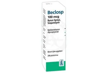BECLOSP 100 MCG BURUN SPREYI SUSPANSIYONU (beklometazon dipropiyonat -nazal) ambalajı, nazal sprey. Üretici: DEVA HOLDİNG ANONİM ŞİRKETİ.