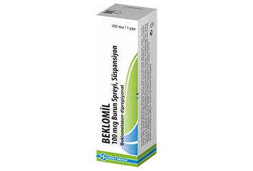 Beklometazon dipropiyonat -nazal içeren nazal sprey: BEKLOMIL 100 MCG BURUN SPREYI, SUSPANSIYON kutu fotoğrafı. Üretici: WORLD MEDICINE İLAÇ SAN. VE TİC. A.Ş.