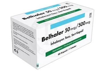 Salmeterol + flutikazon içeren inhalasyon aerosolü: BELHALER 50 MCG/500 MCG INHALASYON TOZU, SERT KAPSUL ambalajı. Üretici: NOBEL İLAÇ SAN. VE TİC. A.Ş.