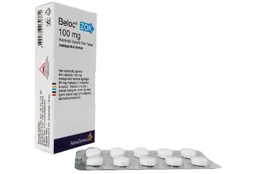 Beloc Zok 100 mg Kontrollü Salımlı Film Kaplı Tablet, 90 adet ürün ambalajı. Metoprolol süksinat içeren film kaplı tablet. Üretici: ASTRAZENECA İLAÇ SAN. VE TİC. LTD. ŞTİ.
