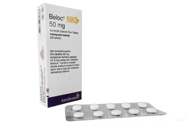 Beloc Zok 50 mg Kontrollü Salımlı Film Kaplı Tablet, 90 adet kutu fotoğrafı, film kaplı tablet formunda metoprolol süksinat içerir. Üretici: ASTRAZENECA İLAÇ SAN. VE TİC. LTD. ŞTİ.