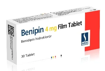 BENIPIN 4 MG 30 FİLM TABLET ambalajı, film kaplı tablet formunda benidipin hidroklorid içerir. Üretici: SABA İLAÇ SANAYİİ VE TİCARET ANONİM ŞİRKETİ.