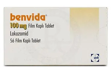 BENVIDA 100 MG 56 FILM KAPLI TABLET (56 TABLET) ambalajı, film kaplı tablet formunda lakozamid içerir. Üretici: BİLİM İLAÇ SANAYİİ VE TİCARET A.Ş.