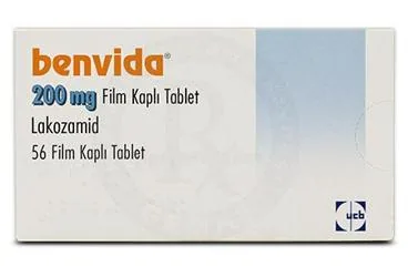 BENVIDA 200 MG 56 FILM KAPLI TABLET kutusu, film kaplı tablet formunda lakozamid içerir. Üretici: BİLİM İLAÇ SANAYİİ VE TİCARET A.Ş.
