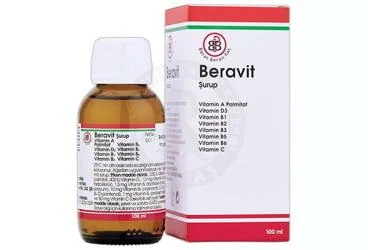 Mültivitamin içeren şurup: BERAVIT SURUP (100 ML) ambalajı. Üretici: BERAT BERAN İLAÇ SAN. VE TİC. LTD. ŞTİ.