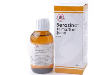 Çinko sülfat içeren şurup: BERAZINC 15 MG/5 ML SURUP, 100 ML (1 SISE) ambalajı. Üretici: BERAT BERAN İLAÇ SAN. VE TİC. LTD. ŞTİ.