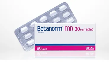 Gliklazid içeren tablet: BETANORM MR 30 MG 90 TABLET kutusu. Üretici: ALİ RAİF İLAÇ SANAYİ A.Ş.