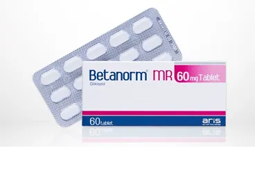 BETANORM MR 60 MG 60 TABLET kutu fotoğrafı, tablet formunda gliklazid içerir. Üretici: ALİ RAİF İLAÇ SANAYİ A.Ş.