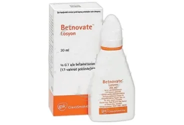 BETNOVATE 20 ML LOSYON ambalajı. Etkin maddesi betametazon -topikal. Üretici: GLAXOSMİTHKLİNE İLAÇLARI SAN. VE TİC. A.Ş.