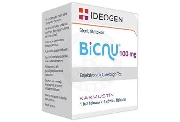 BICNU 100 MG ENJEKSIYONLUK COZELTI ICIN TOZ kutusu. Karmustin içeren çözelti. Üretici: IDEOGEN İLAÇ SANAYİ ANONİM ŞİRKETİ.