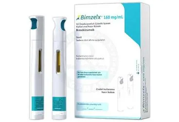 BIMZELX 160 MG/ML SC ENJEKSIYONLUK COZELTI ICEREN KULLANIMA HAZIR KALEM (2 ADET) (bimekizumab) ürün ambalajı, çözelti. Üretici: UCB PHARMA A.Ş.