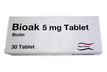 BIOAK 5MG TABLET ,TABLET, 90 ADET (biotin) kutu fotoğrafı, tablet. Üretici: AKAR FARMA MEDİKAL İLAÇ KOZMETİK GIDA TARIM SAN. VE TİC. İTH. İHR. LTD. ŞTİ.