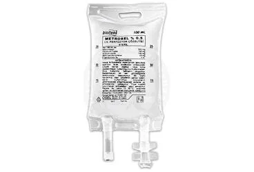 BIOFLEKS METROSEL %0,5 INTRAVENOZ PERFUZYON SOL 100 ML SETLI kutu fotoğrafı. Etkin maddesi serum. Üretici: OSEL İLAÇ SANAYİ VE TİCARET ANONİM ŞİRKETİ.