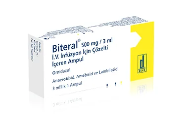 BITERAL 500 MG/ 3 ML IV INFUZYON ICIN COZELTI ICEREN 1 AMPUL (ornidazol) kutusu, çözelti. Üretici: DEVA HOLDİNG ANONİM ŞİRKETİ.