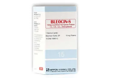 BLEOCIN-S 15 MG 1 FLAKON ambalajı, flakon formunda bleomicin içerir. Üretici: ONKO İLAÇ SANAYİ VE TİCARET ANONİM ŞİRKETİ.