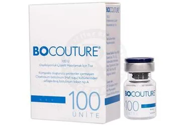 BOCOUTURE 100 U ENJEKSIYONLUK COZELTI HAZIRLAMAK ICIN TOZ ( 1 ADET) kutusu. Botulinum  toksini içeren çözelti. Üretici: ROYAL MD ESTETİK SANAYİ TİCARET ANONİM ŞİRKETİ.