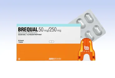 BREQUAL 50/250 MCG INHALASYON ICIN TOZ ICEREN KAPSUL (60 KAPSUL) (salmeterol + flutikazon) ürün ambalajı, inhalasyon aerosolü. Üretici: ABDİ İBRAHİM İLAÇ SANAYİ VE TİCARET A.Ş.