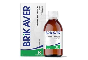 BRIKAVER 1,5 MG/5 ML + 66,5 MG/5 ML SURUP (100 ML) (terbutalin kombinasyon) ürün ambalajı, şurup. Üretici: HAVER FARMA İLAÇ ANONİM ŞİRKETİ.