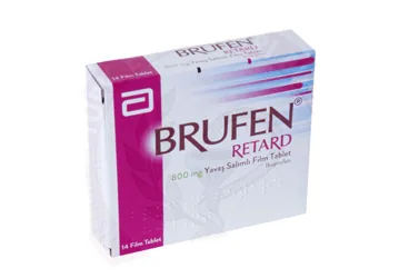 BRUFEN RETARD 800 MG YAVAŞ SALIMLI 14 FİLM TABLET (ibuprofen) kutusu, film kaplı tablet. Üretici: ABBOTT LABORATUARLARI İTHALAT İHRACAT VE TİCARET LİMİTED ŞİRKETİ.