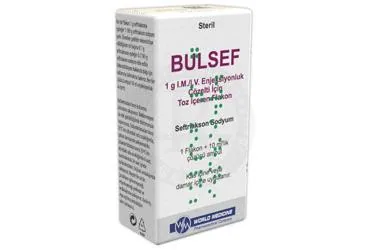 BULSEF 1G I.M./I.V. ENJEKSIYONLUK COZELTI ICIN TOZ ICEREN FLAKON (1 FLAKON + 1 AMPUL) (seftriakson) kutu fotoğrafı, çözelti. Üretici: WORLD MEDICINE İLAÇLARI LTD. ŞTİ.