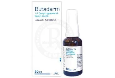 BUTADERM % 1 DERIYE UYGULANACAK SPREY, COZELTI (30 ML) kutusu. Butenafin içeren çözelti. Üretici: GENVEON İLAÇ SANAYİ VE TİCARET ANONİM ŞİRKETİ.
