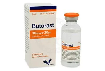 BUTORAST 30 MMOL/30 ML ENJEKSIYONLUK COZELTI ambalajı, çözelti formunda gadobutrol içerir. Üretici: VEM İLAÇ SAN. VE TİC. ANONİM ŞİRKETİ.