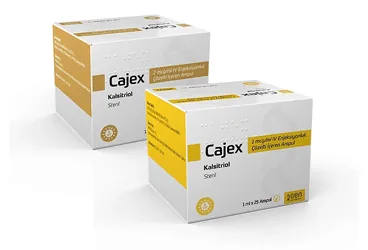 Vitamin d3 içeren ampul: CAJEX 1 MCG/ML IV ENJ. COZ. ICEREN 25 AMPUL kutusu. Üretici: GEN İLAÇ VE SAĞLIK ÜRÜNLERİ SAN.VE TİC. A.Ş.