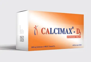 Vitamin d, kalsiyum kombinasyonları içeren efervesan tablet: CALCIMAX D3 1000 MG/880 IU 90 EFERVESAN TABLET ambalajı. Üretici: BASEL KİMYEVİ MAD. VE İLAÇ SAN. TİC. AŞ.