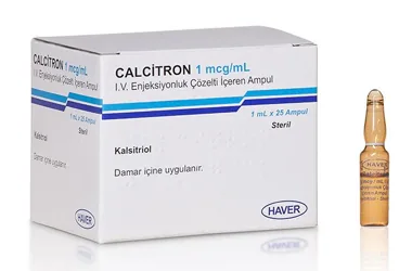Vitamin d3 içeren çözelti: CALCITRON 1MCG/ML IV ENJ. COZELTI ICEREN AMPUL(25) kutu fotoğrafı. Üretici: HAVER FARMA İLAÇ ANONİM ŞİRKETİ.