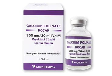 Kalsiyum folinat içeren çözelti: CALCIUM FOLINATE KOCAK 300 MG/30 ML IV/IM ENJEKTABL COZELTI ICEREN FLAKON kutusu. Üretici: KOÇAK FARMA İLAÇ VE KİMYA SANAYİ A.Ş.